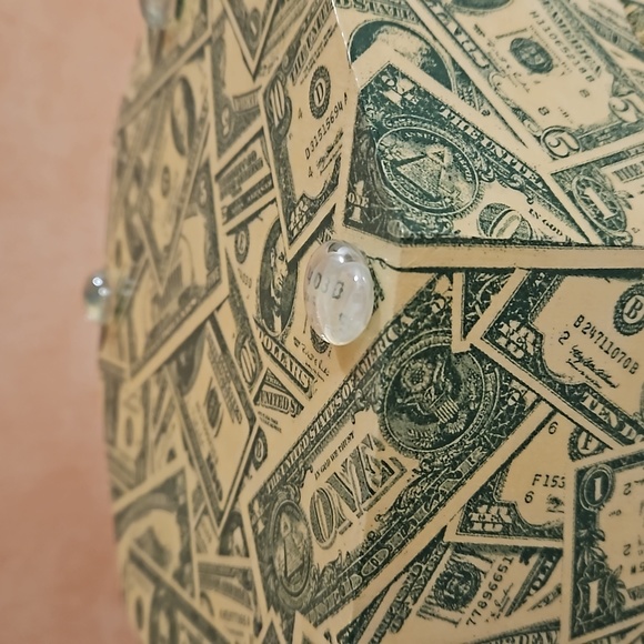 Money themed decoupaged box hand crafted foreign coins keepsake box paper lined - Picture 7 of 16